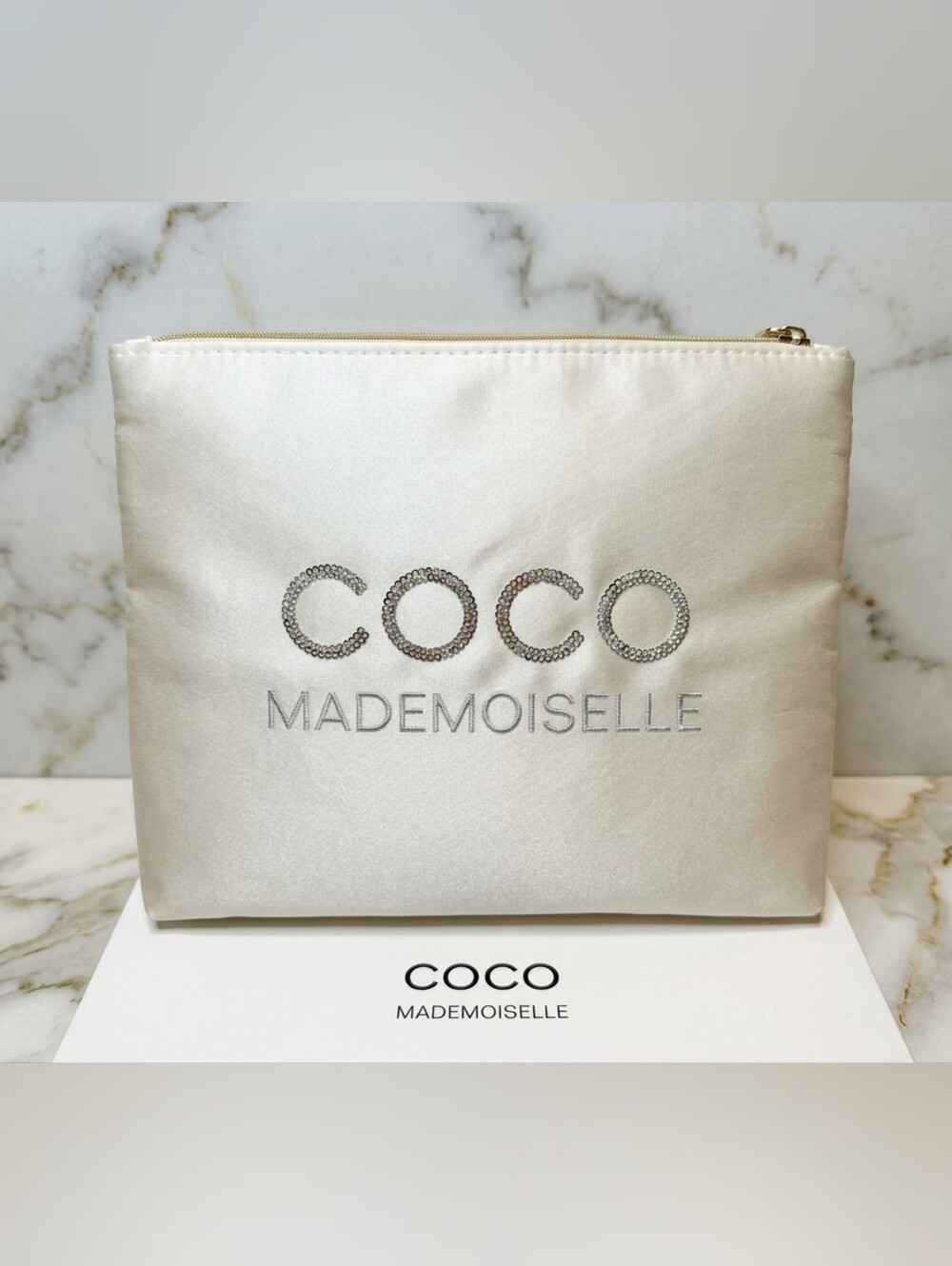 Chanel COCO Mademoiselle  Makeup Bag Pouch Clutch Champagne Color W Zipper NIB